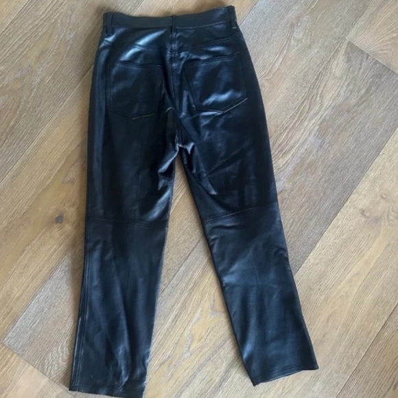 REBECCA TAYLOR 100% Real Lambskin Leather Crop Pants in Black - Picture 3 of 10